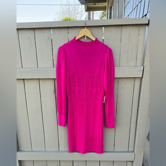 NWT Anthropologie Knit Sweater Dress Hot Pink Spring Wedding Guest Plus Size 1X - Picture 5 of 13